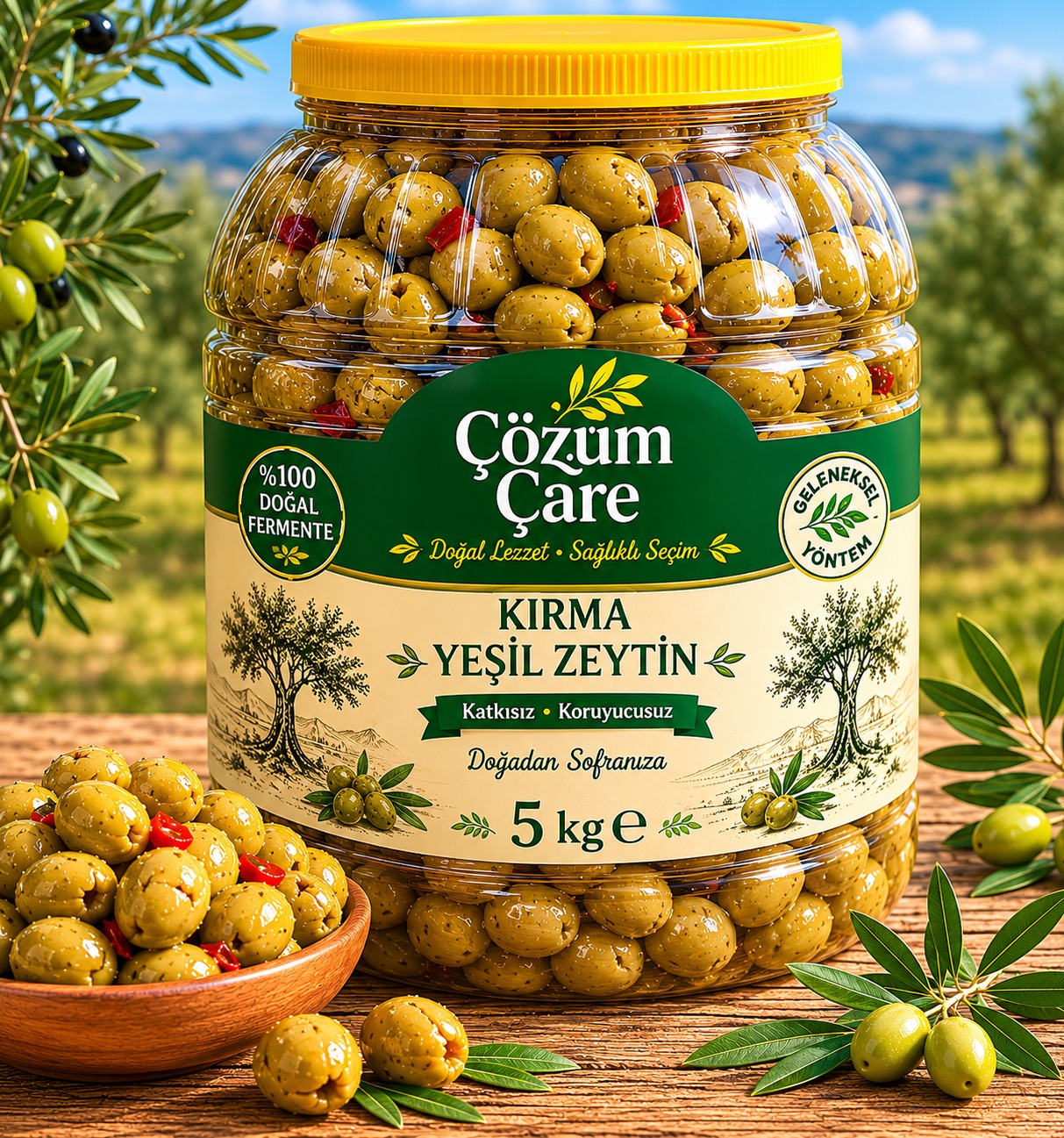 5 Kg Yeşil Kırma Zeytin
