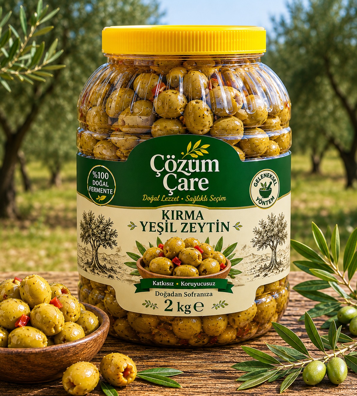 2 Kg Yeşil Kırma Zeytin